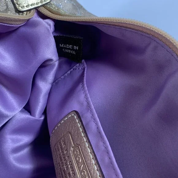 COACH Mini Signature Optic Lurex 40958 Shoulder Handbag Gold/Silver NO Tag EUC - Picture 11 of 13